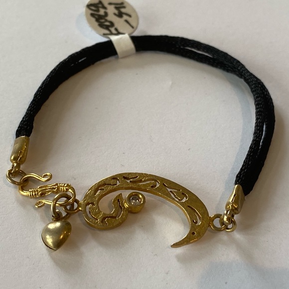 Gold plated wow curve with crystal &heart bracelet - Picture 1 of 1